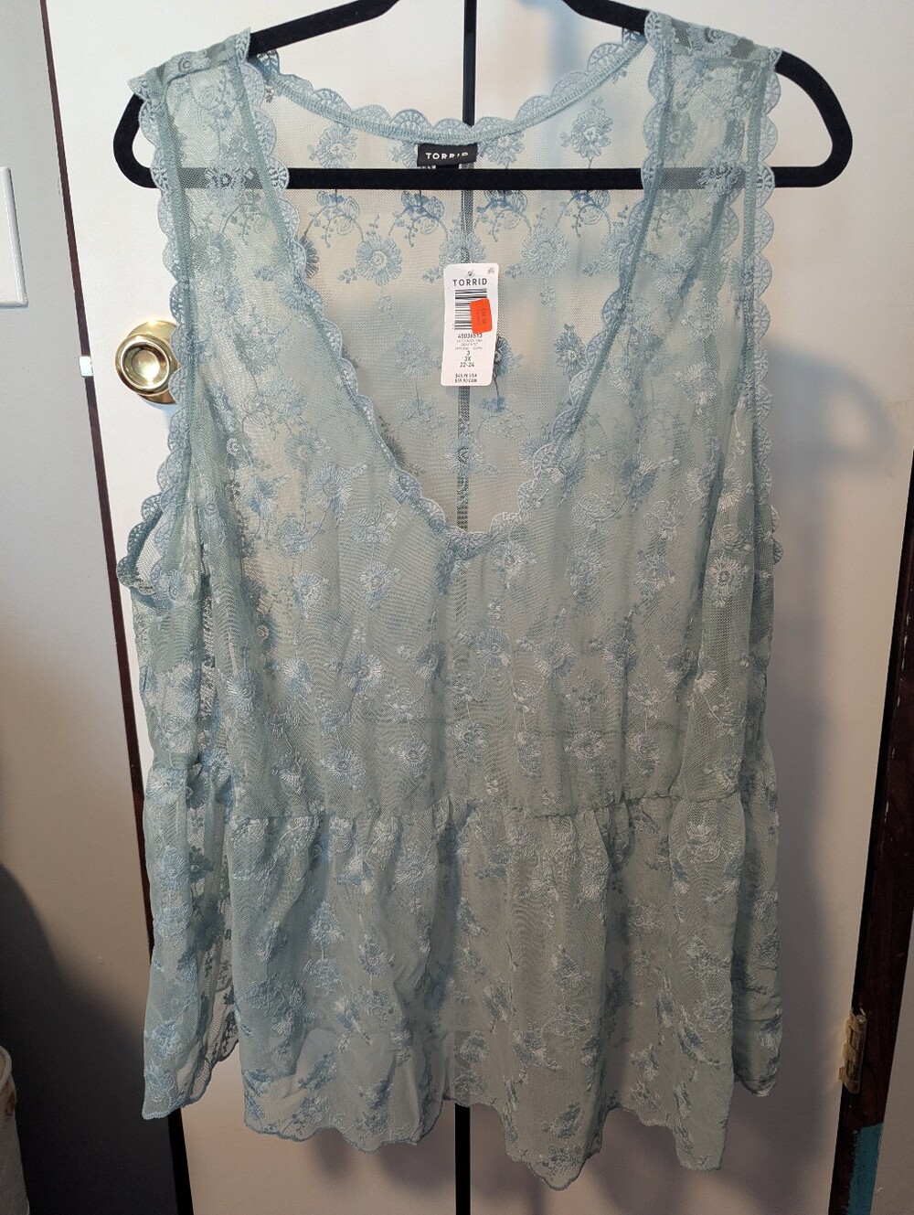 NWT Torrid Lace Overlay Sleep Tunic - Sage Green